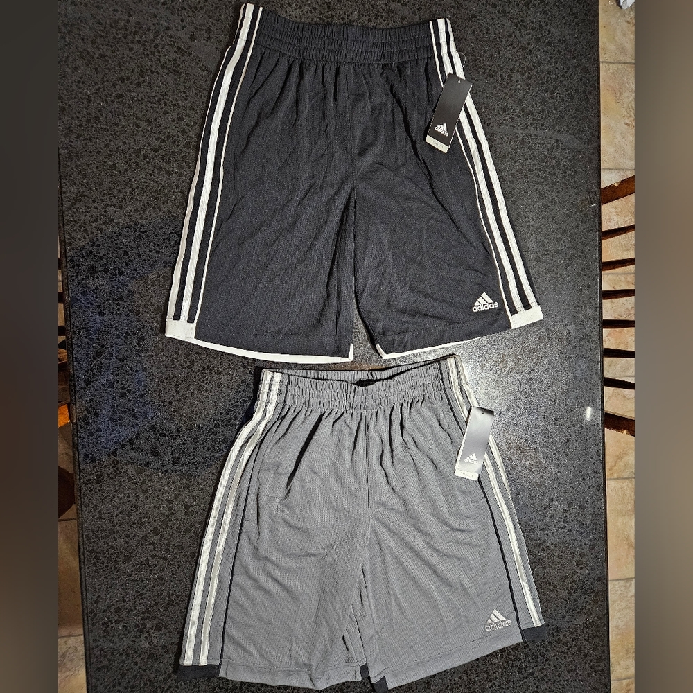 Adidas Climalite Shorts. 1 Black and 1 Grey, 2 Total Shorts. L 14/16. NWT.